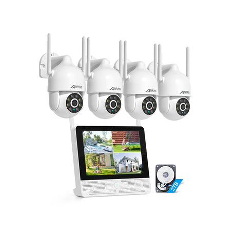 ANRAN 5MP Wifi PTZ Camera Kit with 10.5inch Monitor NVR 2TB HDD