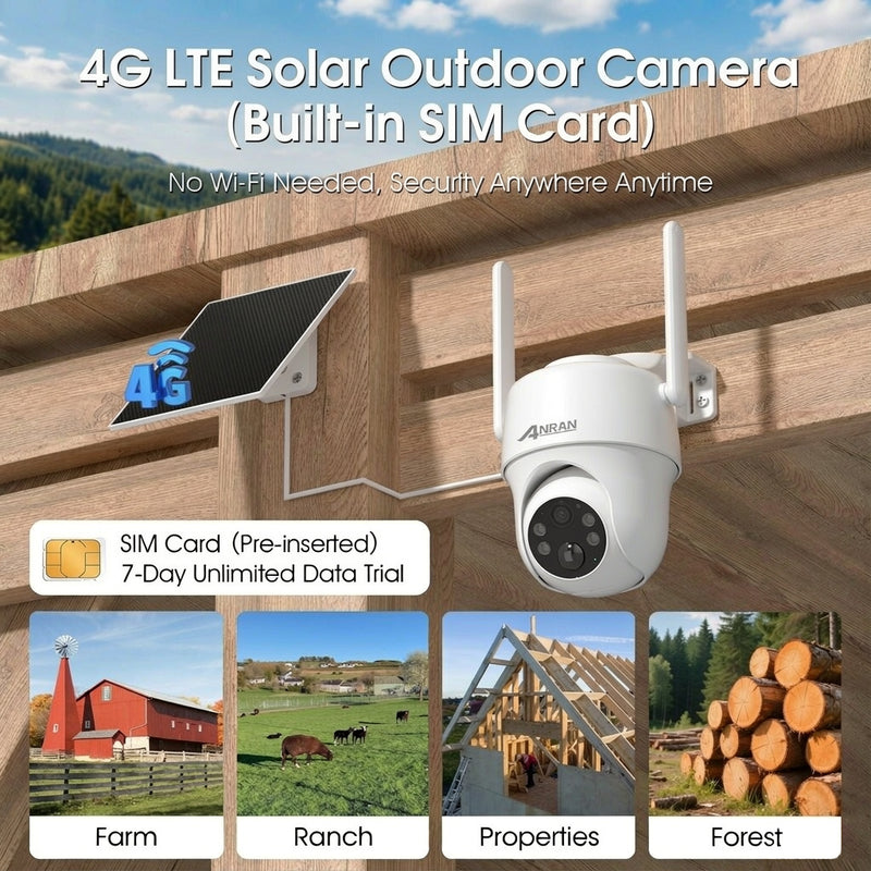 ANRAN G1 2K 3G/4G LTE Solar Battery Security Camera