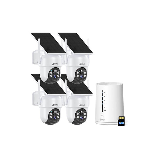 ANRAN 4MP FHD Integriertes Solarpanel-Akkukamerasystem mit 64 GB SD-Karte