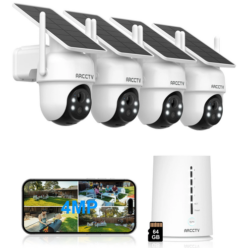 4MP FHD Integrated Solar Panel Battery Cameras System with 32GB SD Card