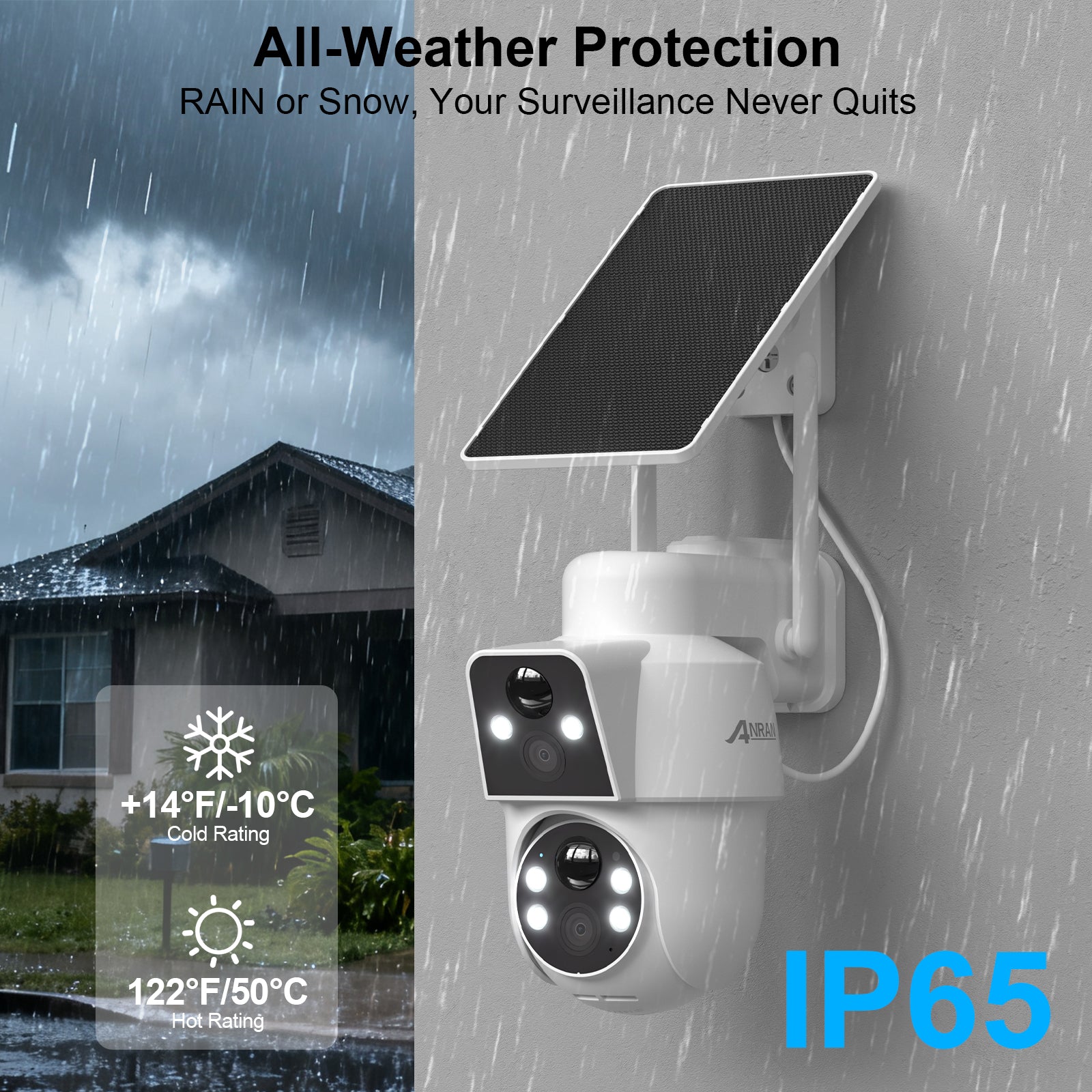 ANRAN 4MP(2MP+2MP) Dual-lens Wireless Solar Security Camera with 2-Way Talk