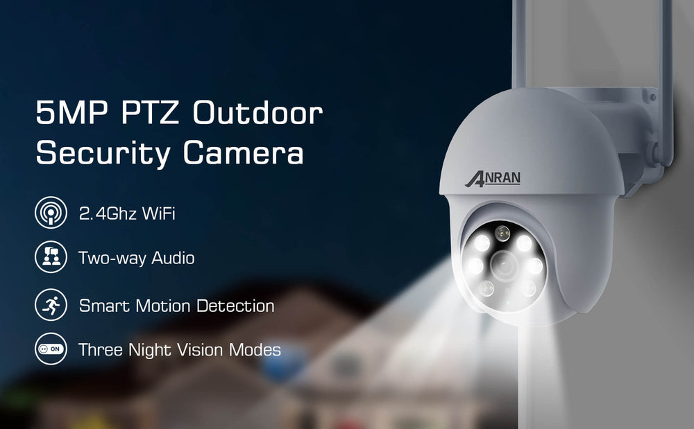 ANRAN P3 Caméra PTZ WiFi 5MP avec vue à 360° (Impossible d'ajouter au NVR)