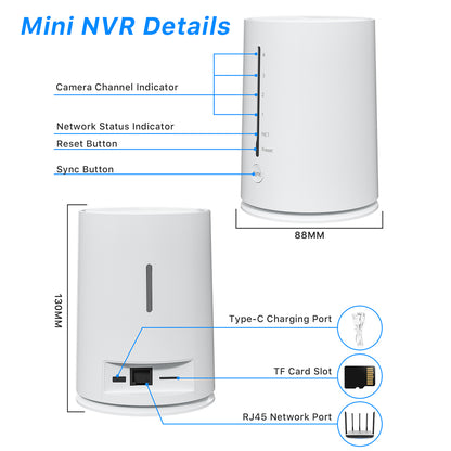 ANRAN C3 4MP Wifi Solar Battery Camera Kit Surveillance Security System with 32GB SD Card