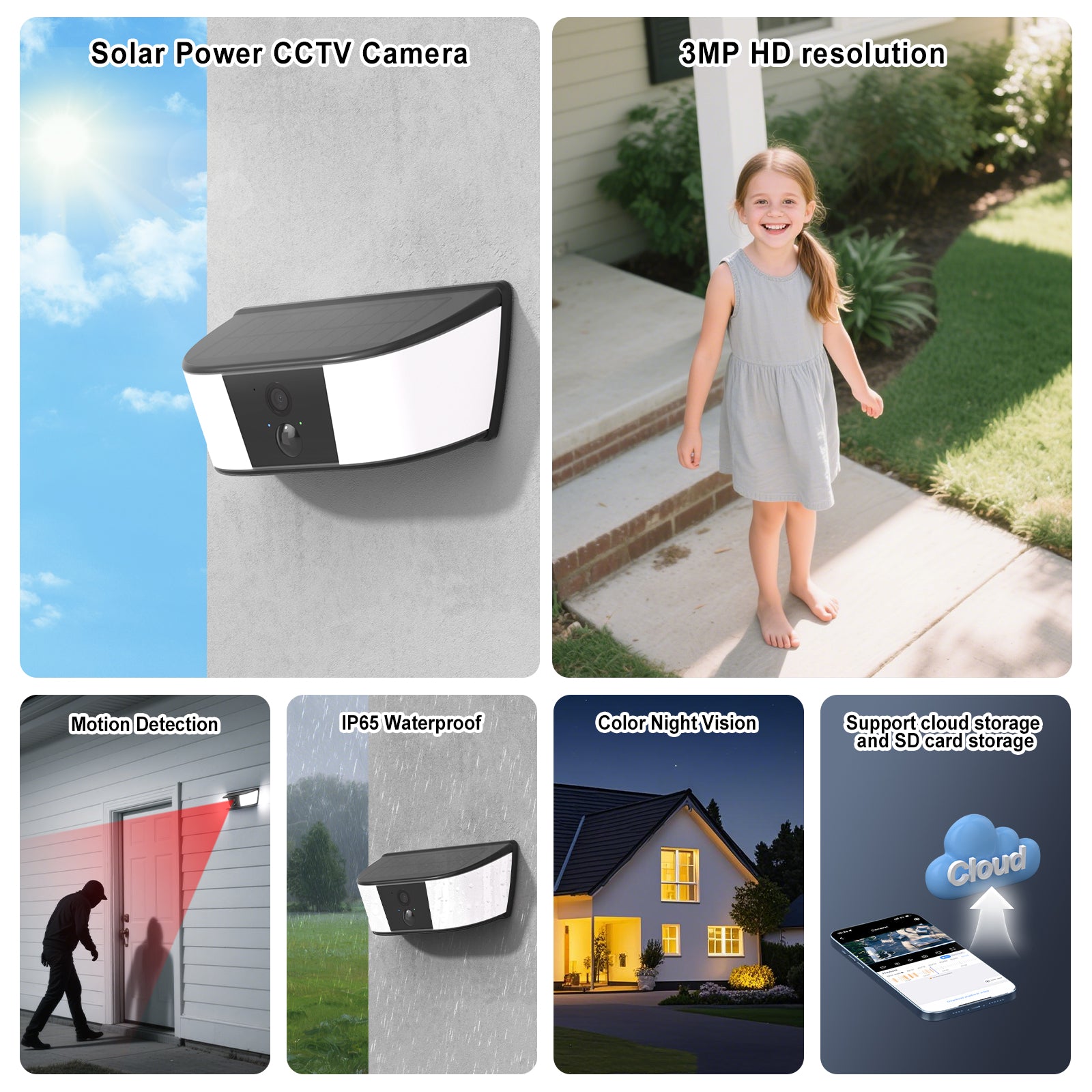 ANRAN 2K WiFi Wireless Solar Powered Security IP Camera Outdoo Full Color Night