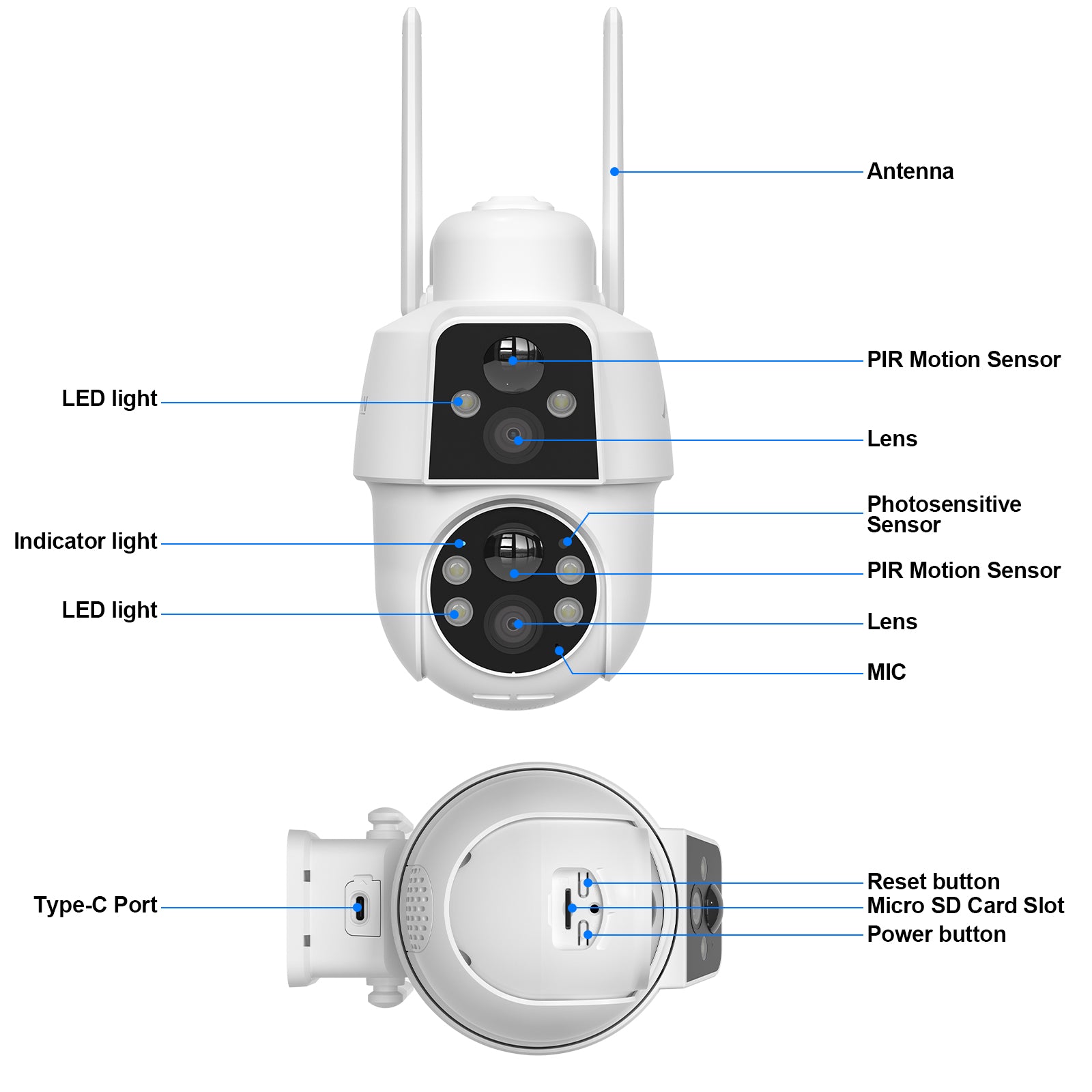 ANRAN 4MP(2MP+2MP) Dual-lens Wireless Solar Security Camera with 2-Way Talk