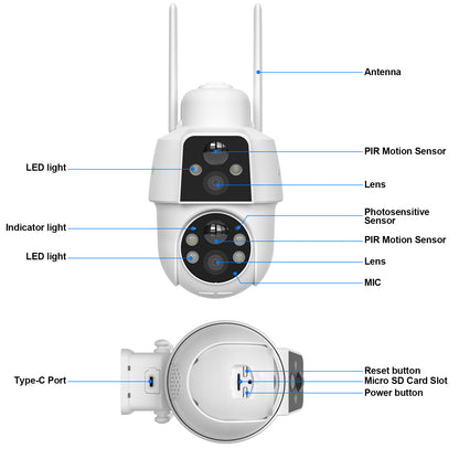 ANRAN 4MP(2MP+2MP) Dual-lens Wireless Solar Security Camera with 2-Way Talk