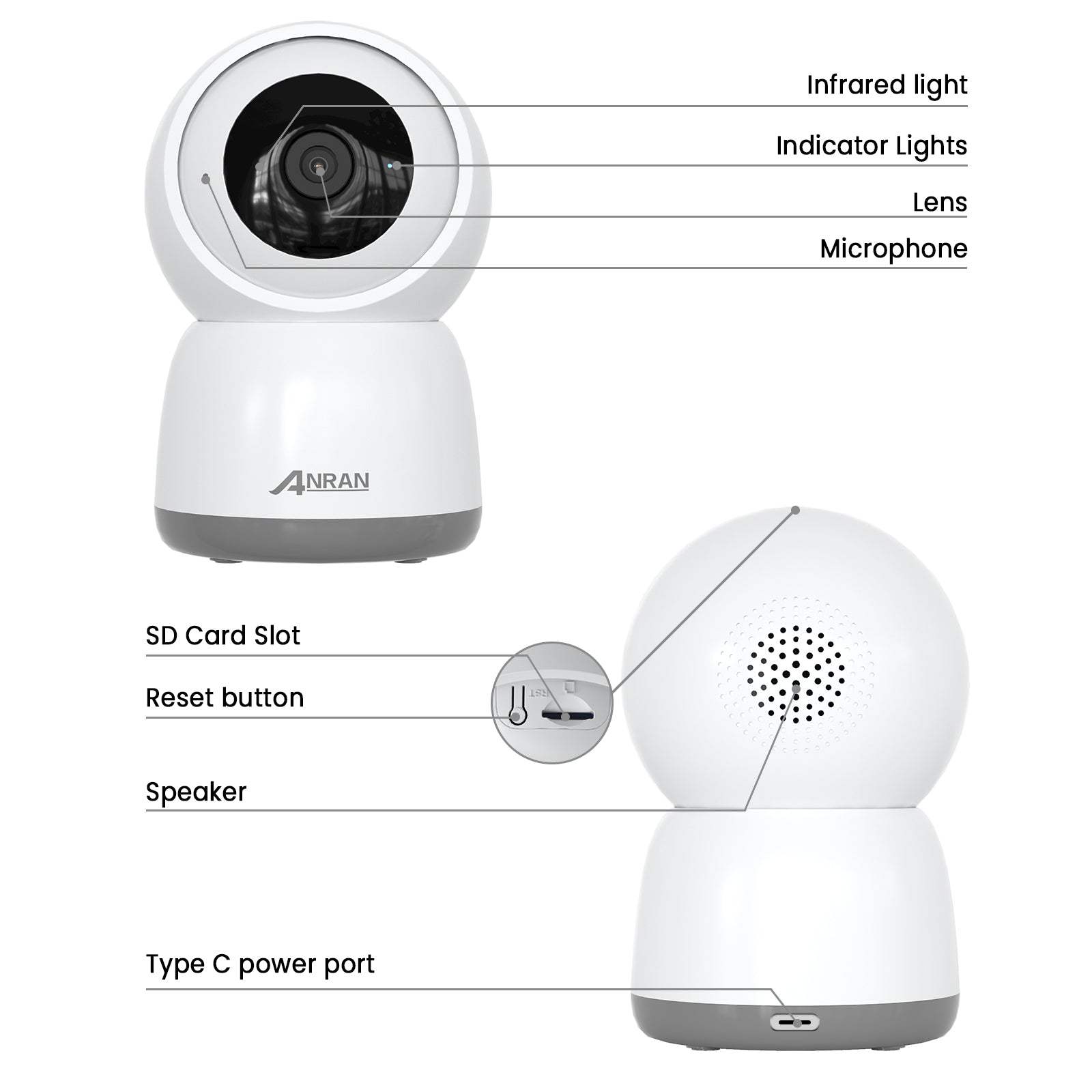 ANRAN 5MP FHD Baby Monitor Security Camera