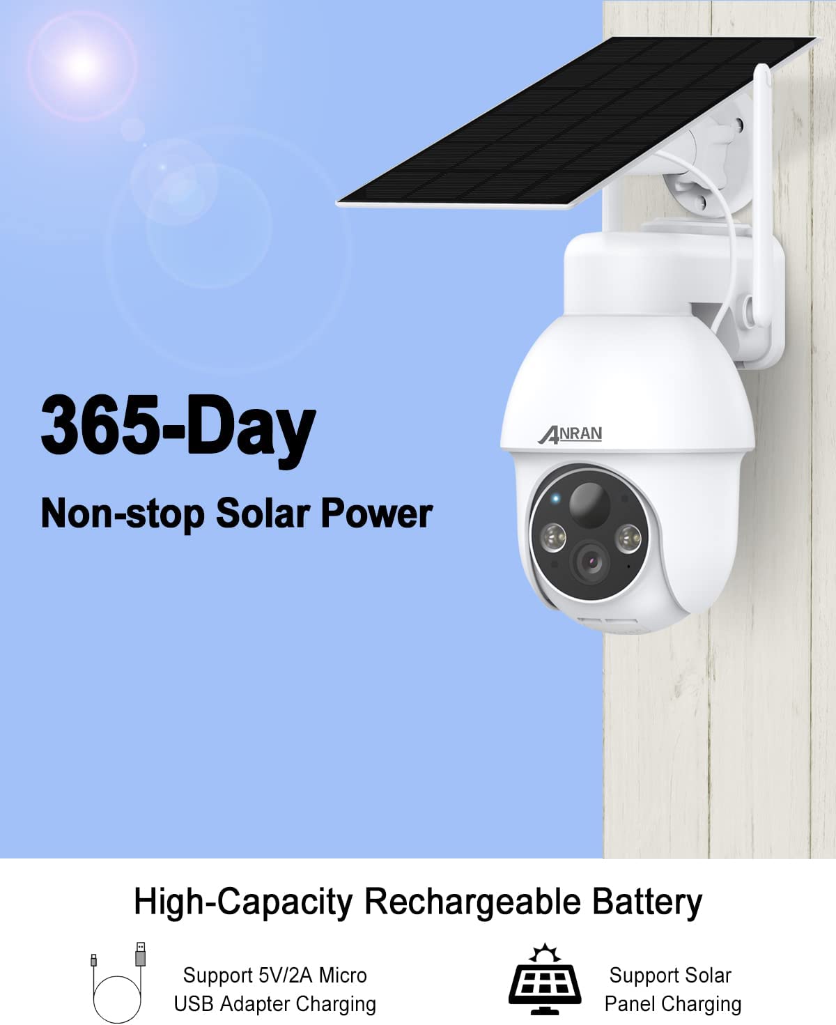 2K Solar Battery Camera | 360° View, Wireless & Hassle-Free – ANRAN  Security Camera