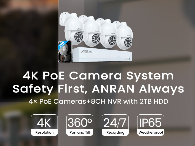 ANRAN 4K 8MP POE Security Camera System 2TB HDD Built-in
