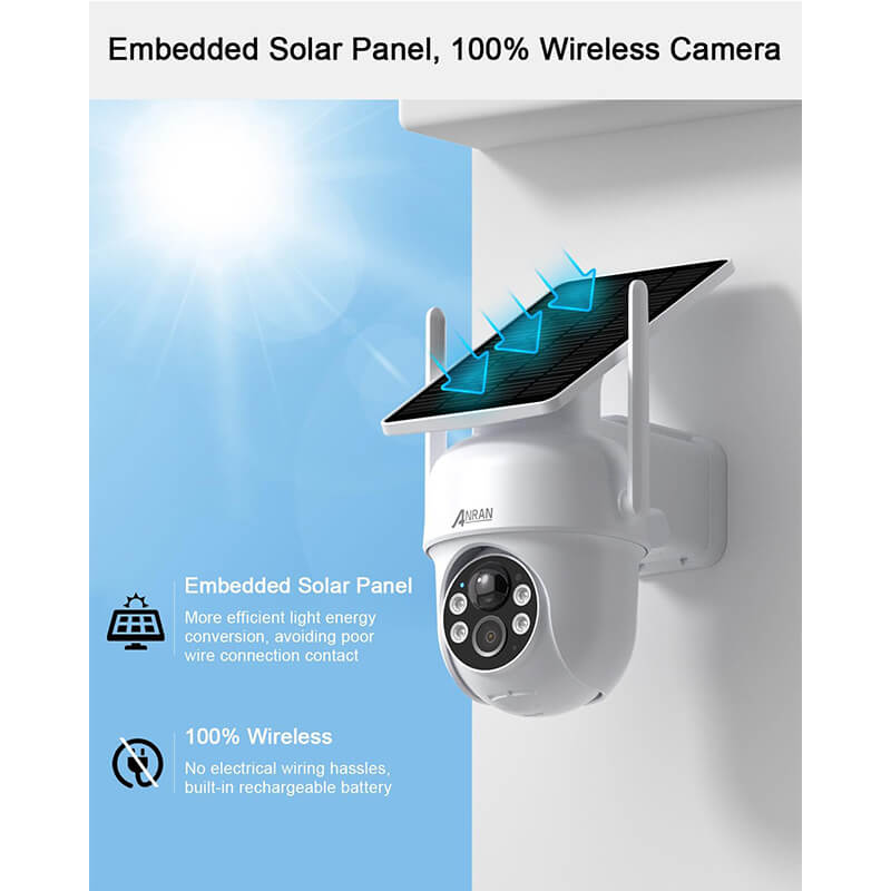 Pan Tilt Wireless Outdoor Security Cameras Solar Battery Anran Hd
