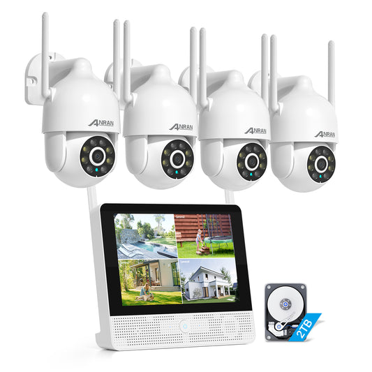 ANRAN 5MP Wifi PTZ Camera Kit with 12inch Monitor NVR 2TB HDD