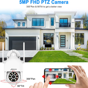 ANRAN 5MP Wifi PTZ Camera Kit with 10.5inch Monitor NVR 2TB HDD