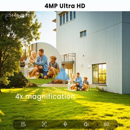 4MP FHD Integrated Solar Panel Battery Cameras System with 32GB SD Card