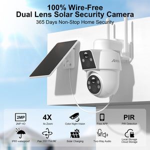 ANRAN 4MP(2MP+2MP) Dual-lens Wireless Solar Security Camera with 2-Way Talk
