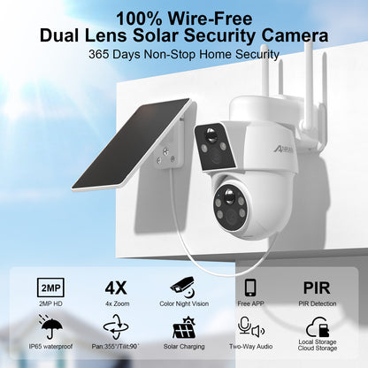 ANRAN 4MP(2MP+2MP) Dual-lens Wireless Solar Security Camera with 2-Way Talk