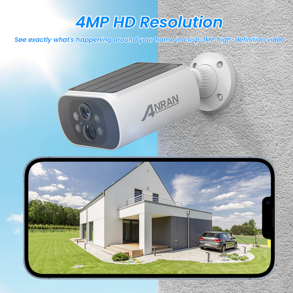ANRAN C3 4MP Wifi Solar Battery Camera Kit Surveillance Security System with 64GB SD Card