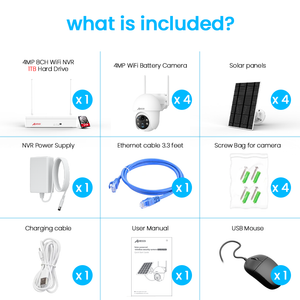 ANRAN 2K Pro 4MP Solar Battery Cameras System 1TB HDD