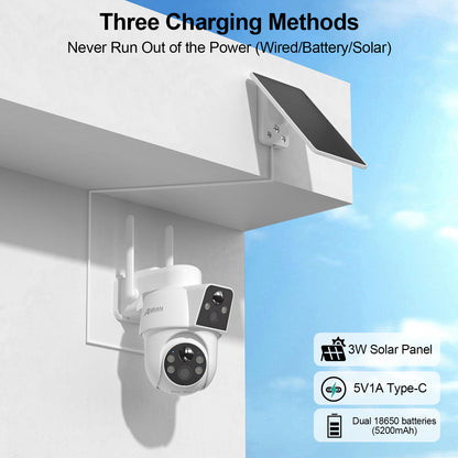 ANRAN 4MP(2MP+2MP) Dual-lens Wireless Solar Security Camera with 2-Way Talk