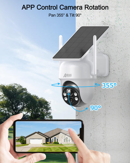 ANRAN 4MP FHD Integrated Solar Panel Battery Cameras System with 32GB SD Card