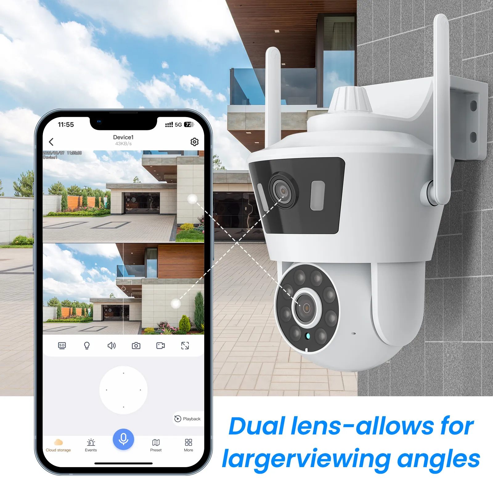 ANRAN P7 3MP Surveillance Camera Dual Lens Dual Live View Outdoor Camera