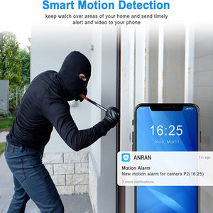 ANRAN 5MP Wifi PTZ Camera Kit with 10.5inch Monitor NVR 2TB HDD