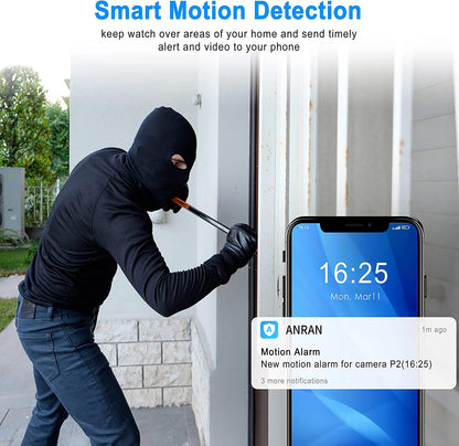 ANRAN Kit de caméra PTZ Wifi 5MP avec moniteur 12 pouces NVR 2TB HDD