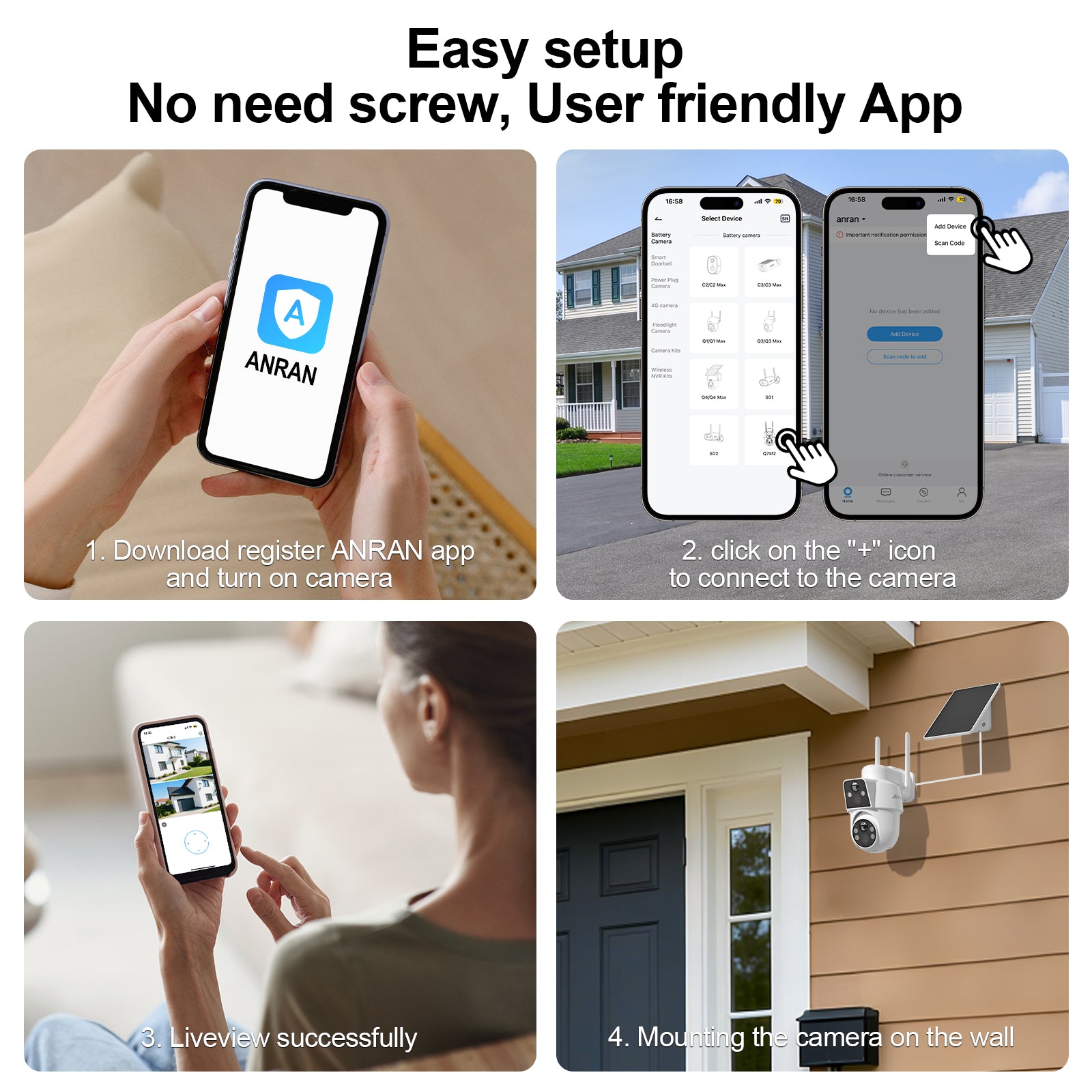 ANRAN 4MP(2MP+2MP) Dual-lens Wireless Solar Security Camera with 2-Way Talk