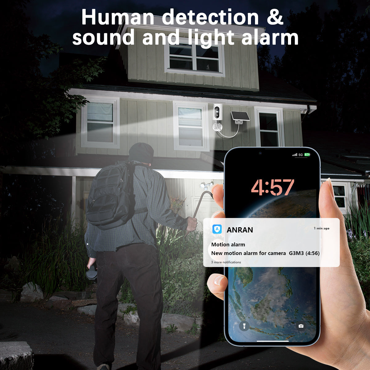 ANRAN 2K 4G Solar Outdoor Camera With Sim Card Two Way Audio