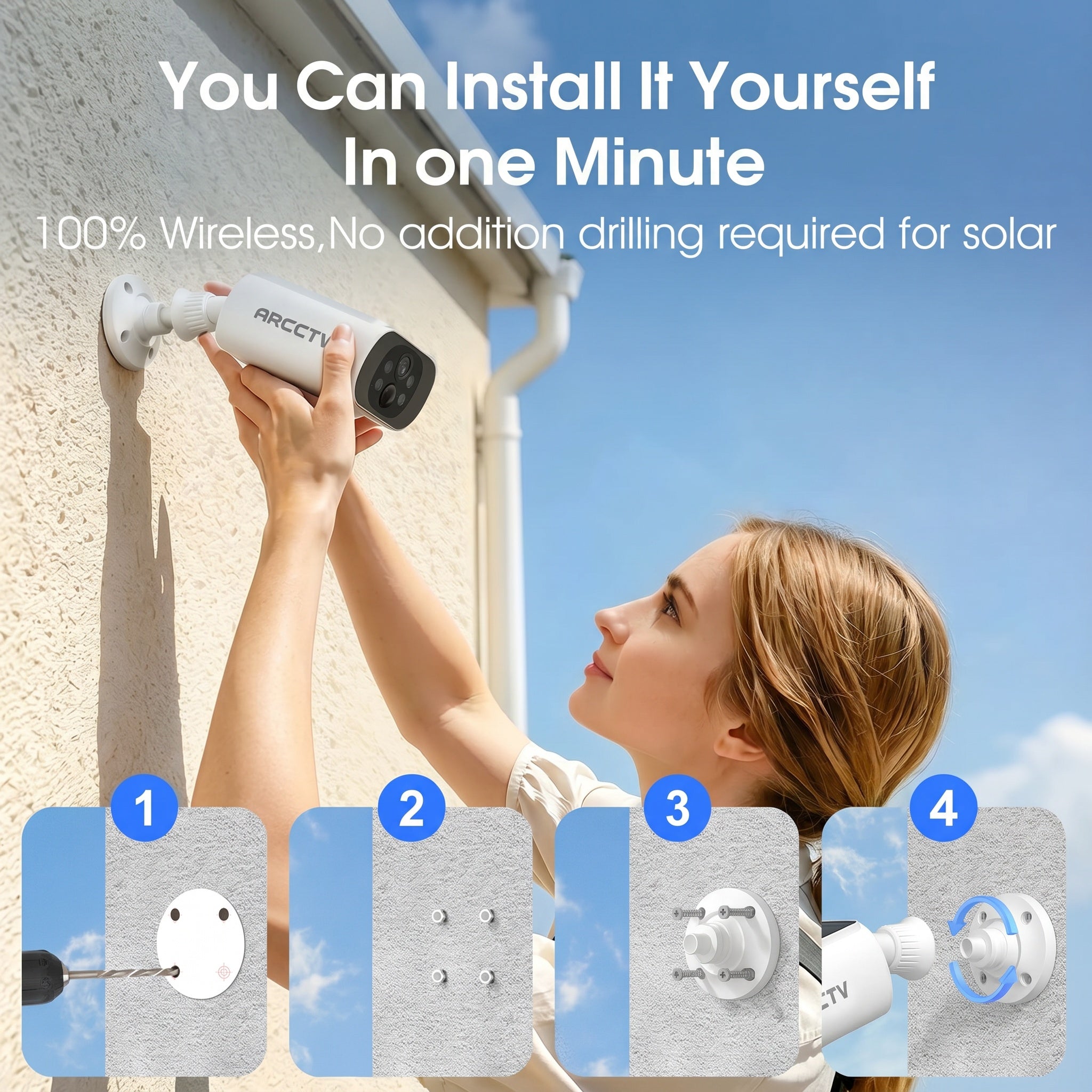 4MP 6Channel C3 Solar Battery Wireless Security Camera System with 32GB SD Card