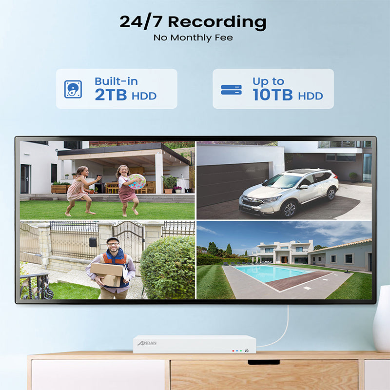 ANRAN 4K 8MP POE Security Camera System 2TB HDD Built-in