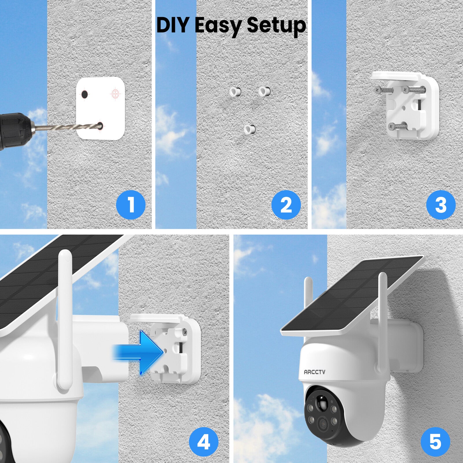 4MP FHD Integrated Solar Panel Battery Cameras System with 32GB SD Card