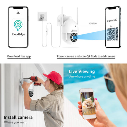 ANRAN P3 Caméra PTZ WiFi 5MP avec vue à 360° (Impossible d'ajouter au NVR)