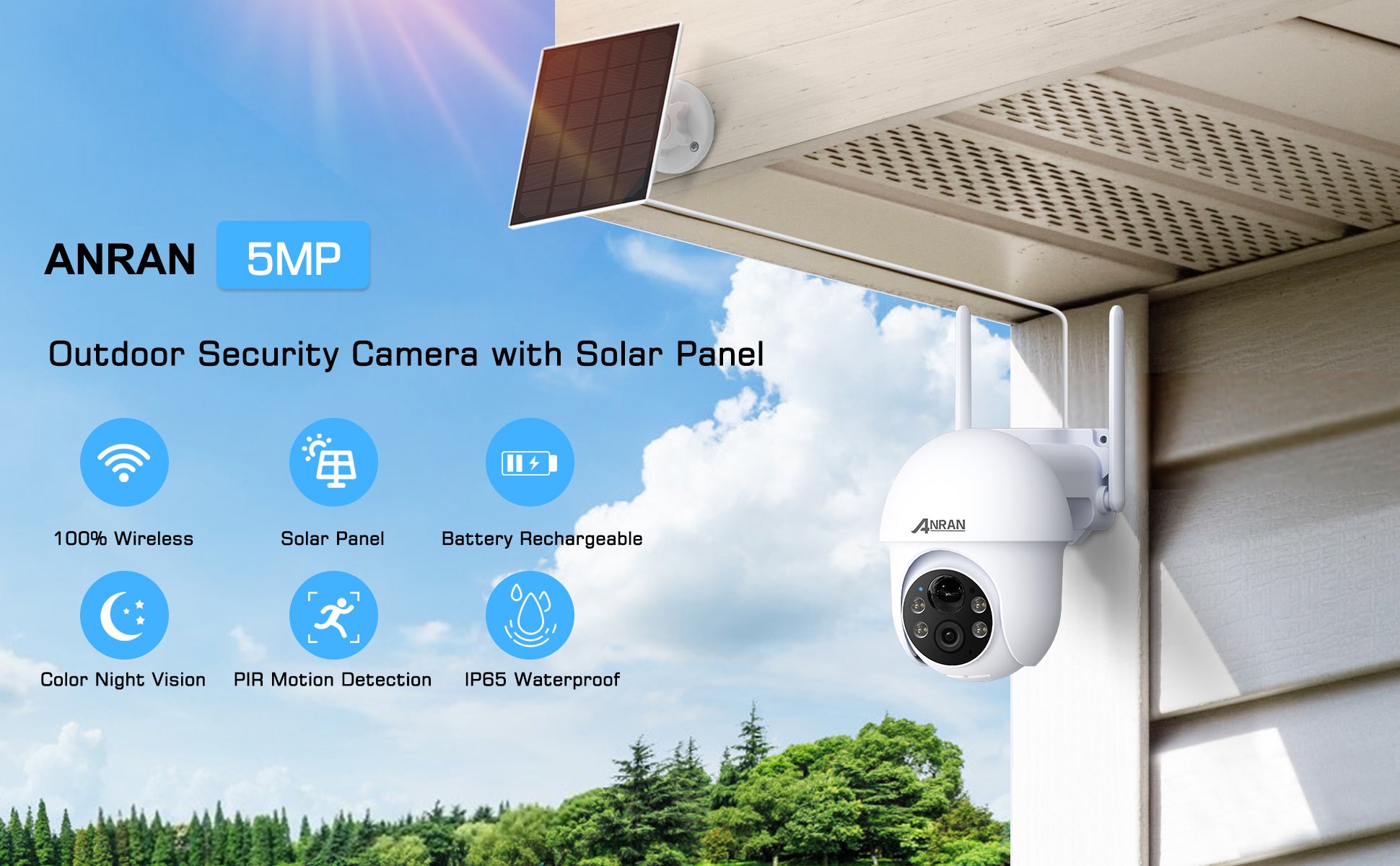 ANRAN Q1 Max 5MP Solar Battery Camera
