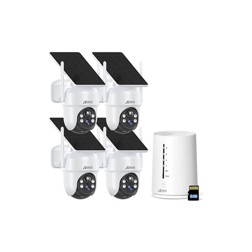 ANRAN 4MP FHD Integrated Solar Panel Battery Cameras System with 32GB SD Card