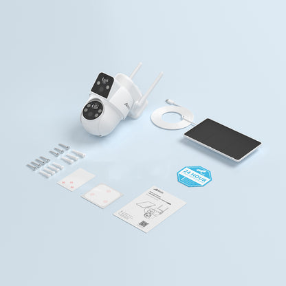 ANRAN 4MP(2MP+2MP) デュアルレンズ ワイヤレス ソーラー セキュリティ カメラ 双方向通話機能付き