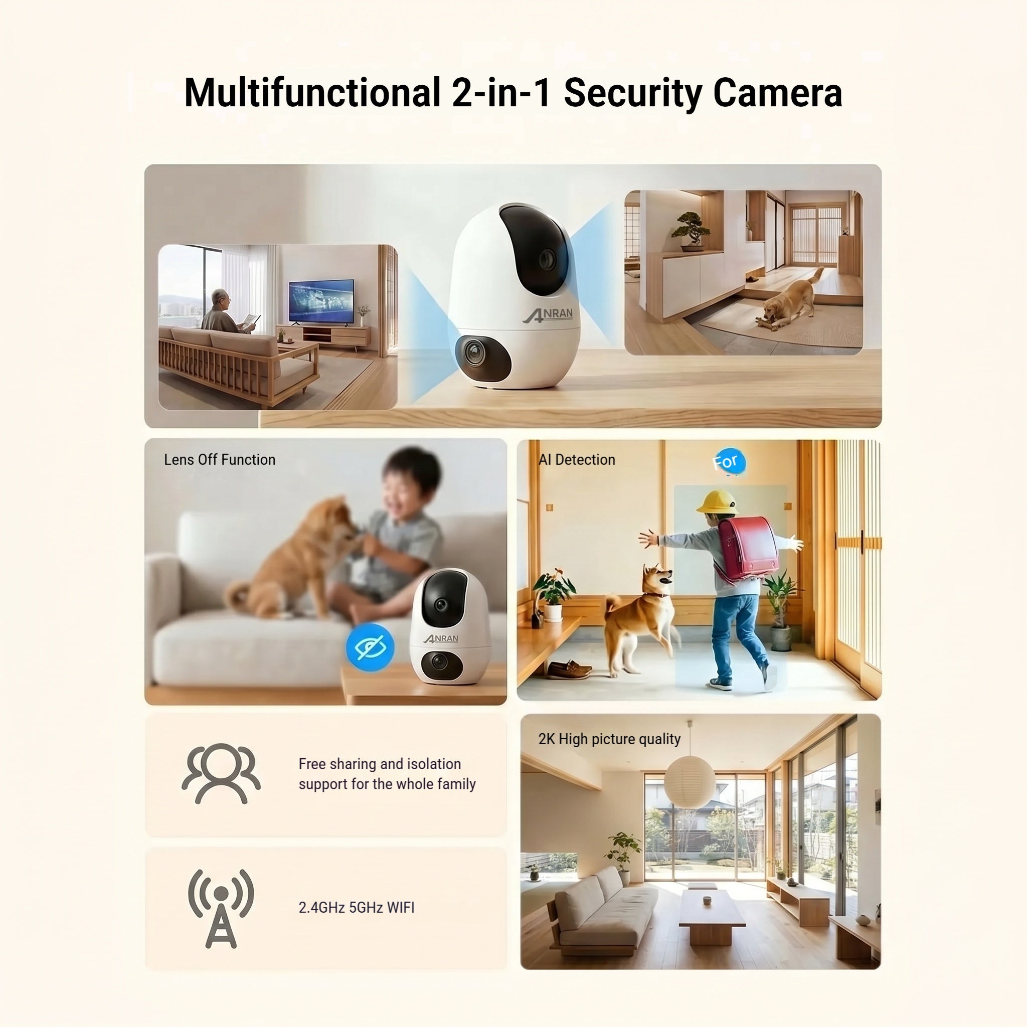ANRAN 5MP FHD Caméra de surveillance pour bébé
