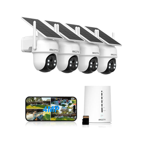 4MP FHD Integrated Solar Panel Battery Cameras System with 32GB SD Card
